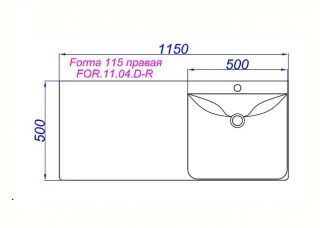 Раковина Aqwella Forma FOR.11.04.D-R 115 см для установки над стиральной машиной